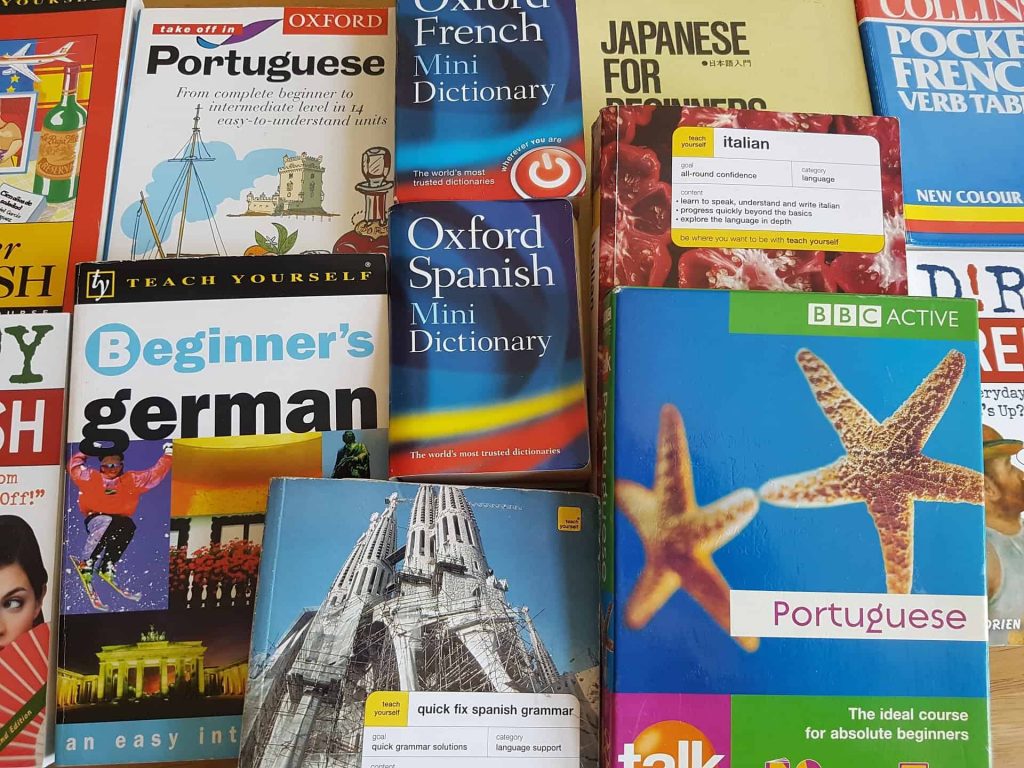 Group of language and travel books